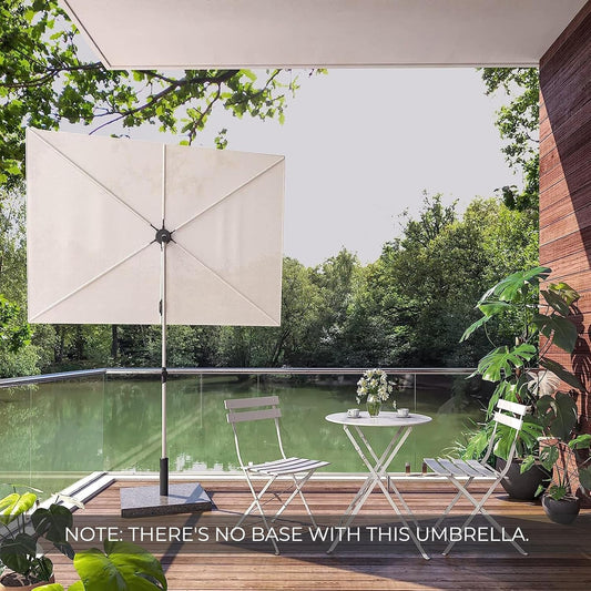 Balcony Umbrella 6x4 Ft Beige Canopy Shade 360 Rotation