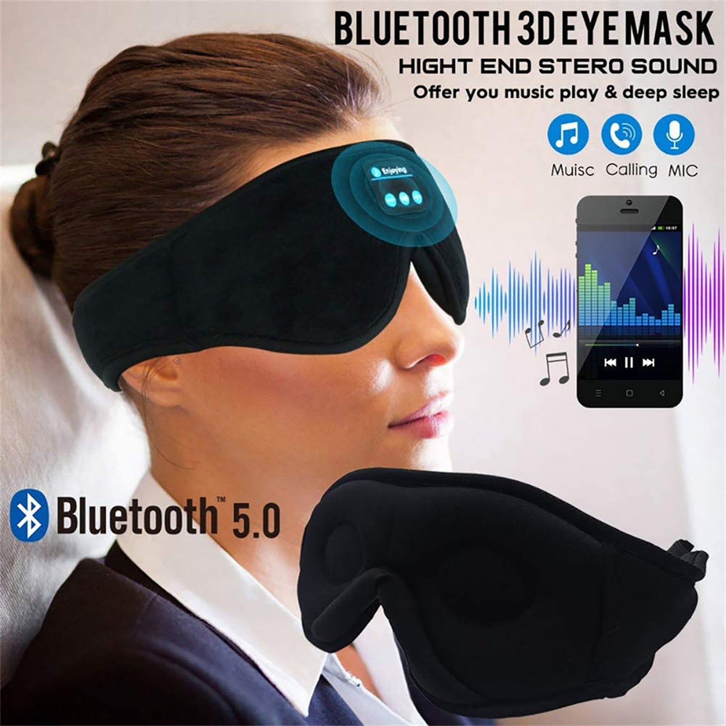 Padded Sleep Headphones Headband – 3-in-1 Design