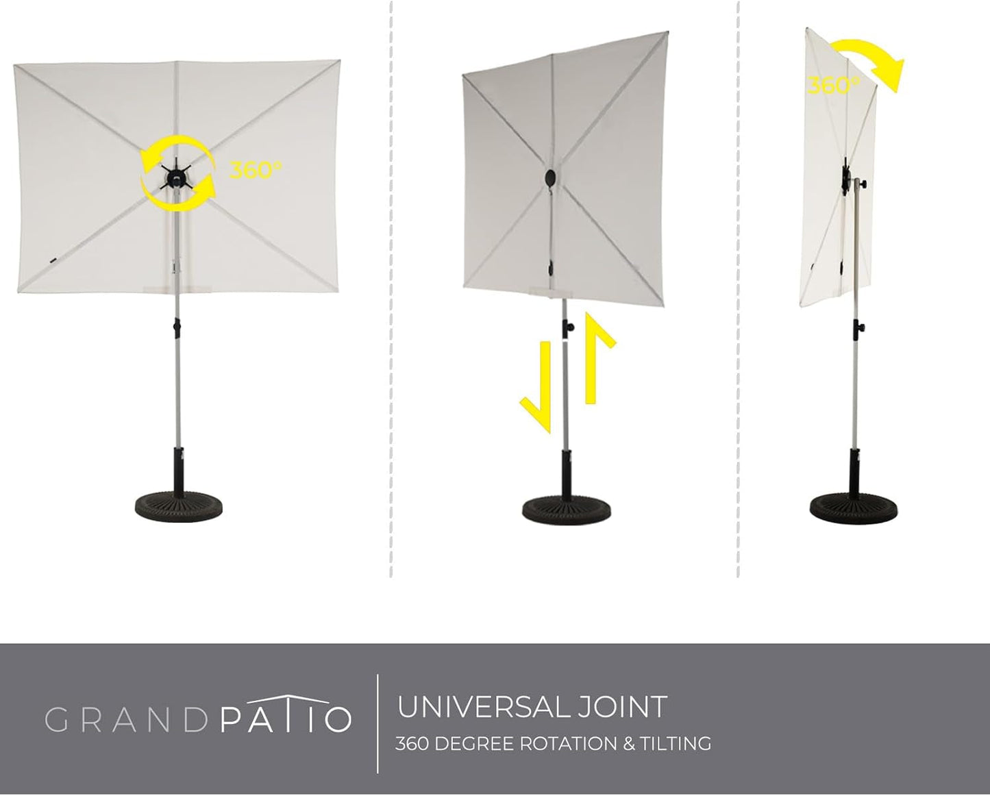 Balcony Umbrella 6x4 Ft Beige Canopy Shade 360 Rotation